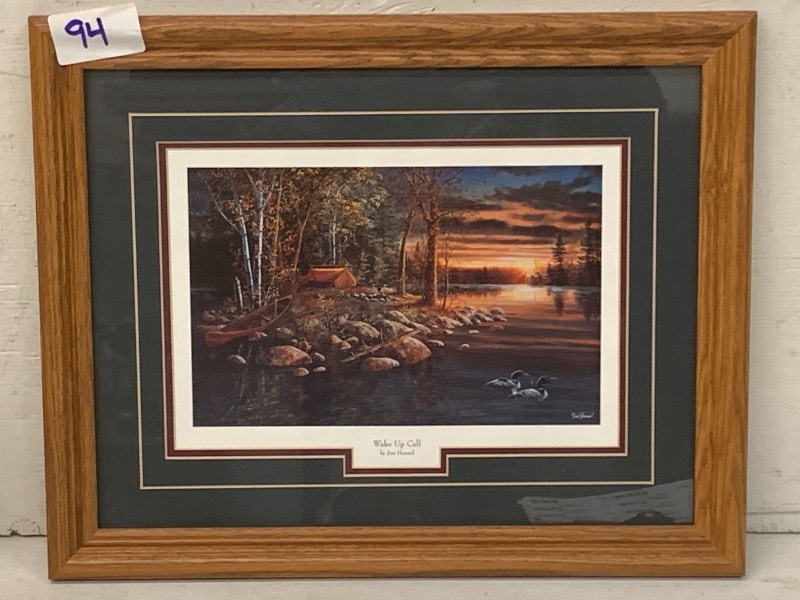 lot 94 image: Jim Hansel Wake-Up Call Framed Pr...
