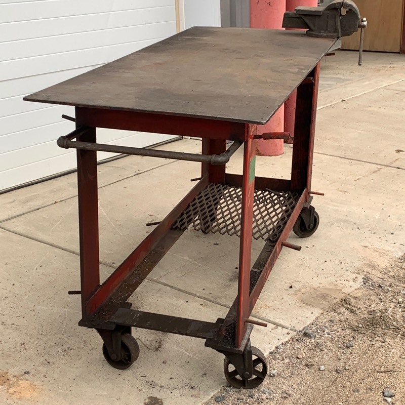 lot 1-E image: Heavy Duty Rolling Welding  Shop Table