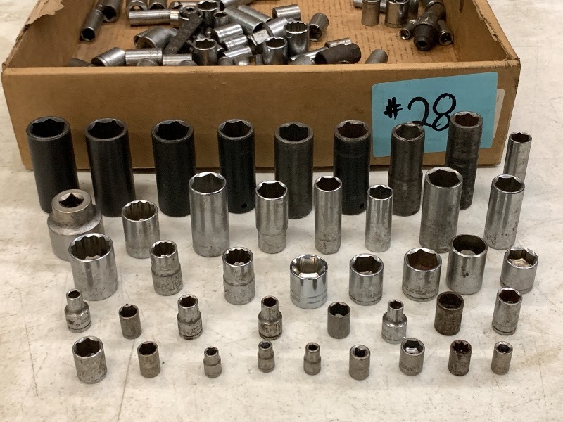 lot 28 image: Box Of Assorted Socket Wrenches