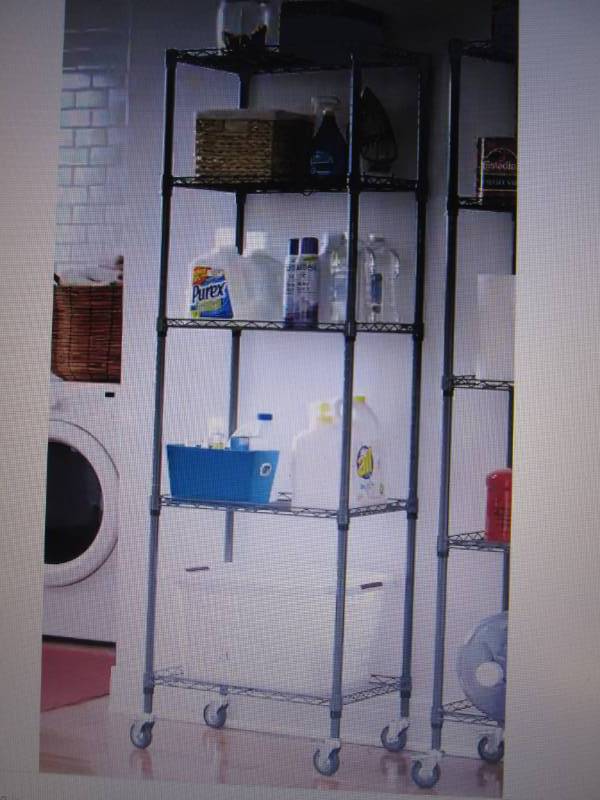 lot 25 image: Shelf Tower Metal Rolling Rack only...