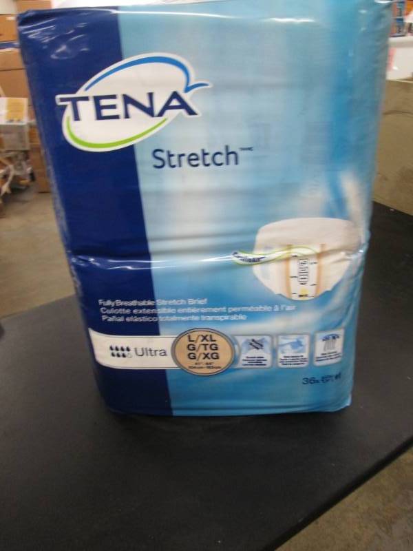 lot 281 image: Pkg of Tena Stretch Briefs 36 ct L...