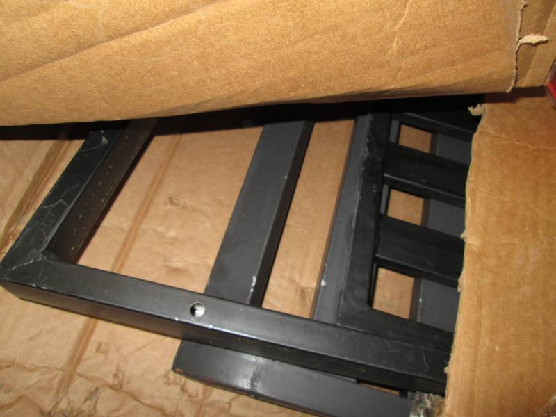lot 18 image: Outside Black Metal Bench open box,...