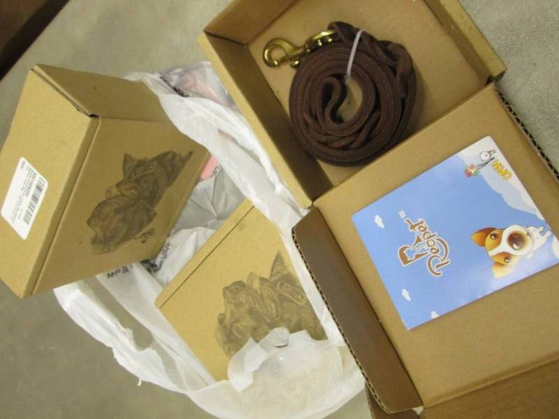 lot 100 image: Lot of 3 Brown Leather Braided Dog ...