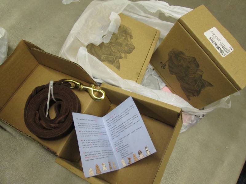 lot 101 image: Lot of 3 Brown Leather Braided Dog ...