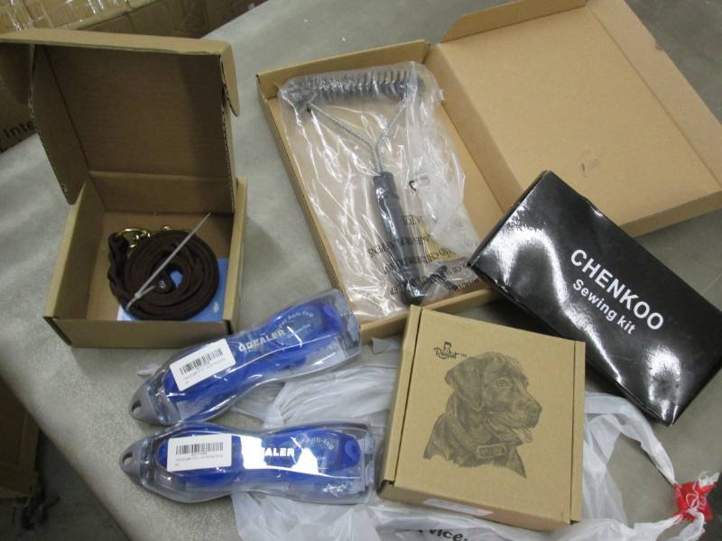 lot 134 image: 2 Dog Leashes, 2 Swim Goggles, Sewi...