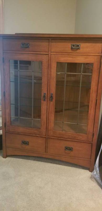 lot 13 image: Prairie Mission Display Cabinet by Bassett