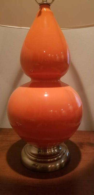 lot 36 image: Orange Glass Genie Bottle Table Lamp