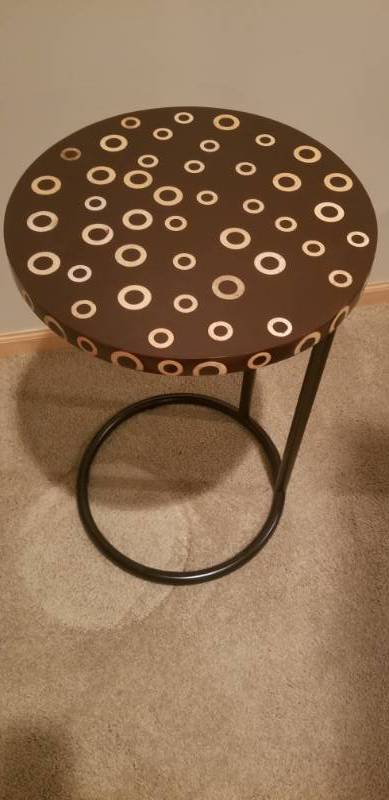 lot 17 image: Crate and Barrel Round Dot Table