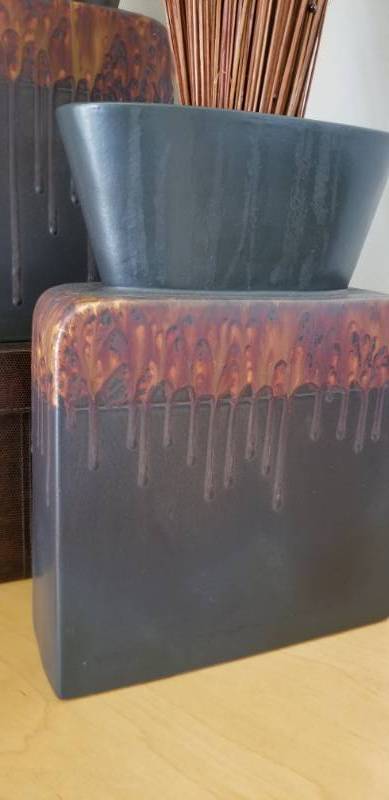 lot 100 image: Drip Glaze Ceramic Vases, set of 2