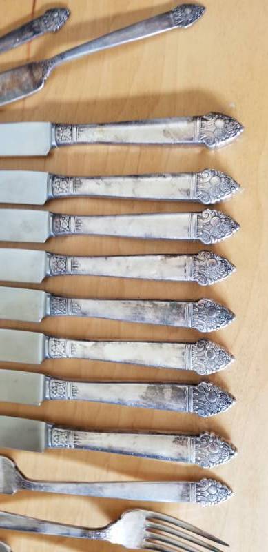 lot 107 image: Vintage Fruit Themed Flatware Service for 8