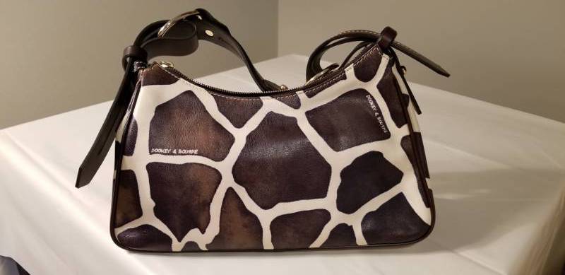 lot 52 image: Dooney & Bourke Giraffe Print Handbag - Like New
