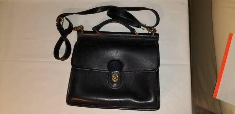 lot 68 image: Vintage Coach Black Leather Satchel Handbag, Medium