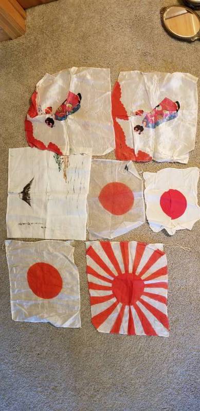 lot 44 image: Vintage Silk Japanese Flags