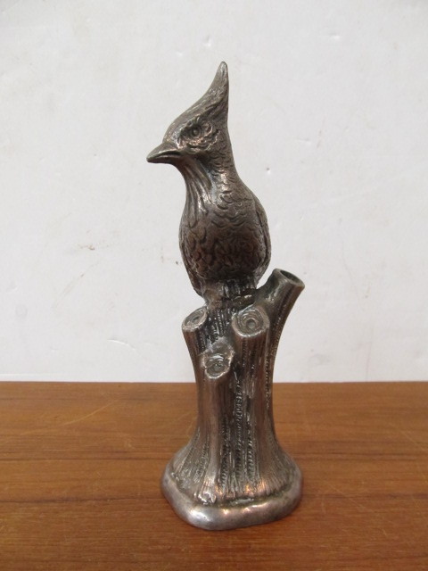 lot 97 image: Old Signed Vintage Figural Silverplated Bird Pen Holder