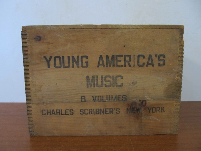 lot 108 image: Antique Dovetailed Wood Advertising Music Crate