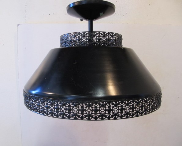 lot 109 image: Mid Century EARL-LITES Pierced Metal Hanging Lamp