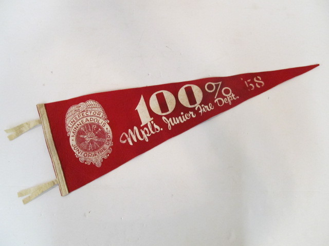 lot 80 image: Vintage 1958 Minneapolis Junior Fire Department Felt Pennant