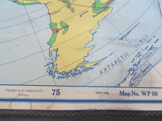 lot 196 image: Large Vintage 1943 Pull-Down WorldMap