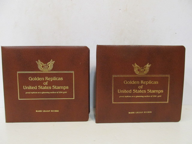 lot 254 image: 2 FULL Albums of First Day Covers Featuring 22k Gold Replicas of US Stamps