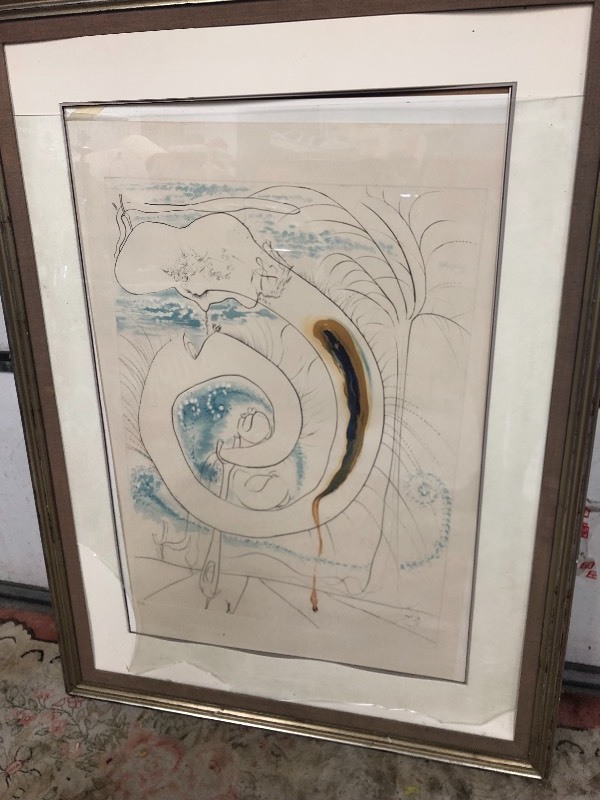 lot 272 image: Framed SALVADOR DALI Artist Proof Lithograph Print (Broken Glass)
