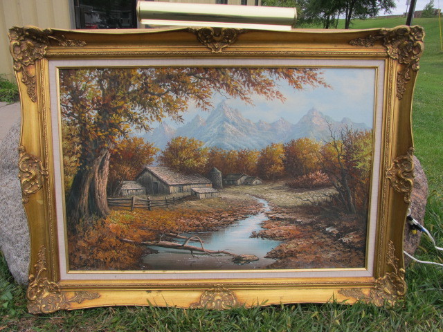 lot 186 image: Very Nice Vintage Framed Signed SCHROTER Oil On Canvas Rural Farm Scene
