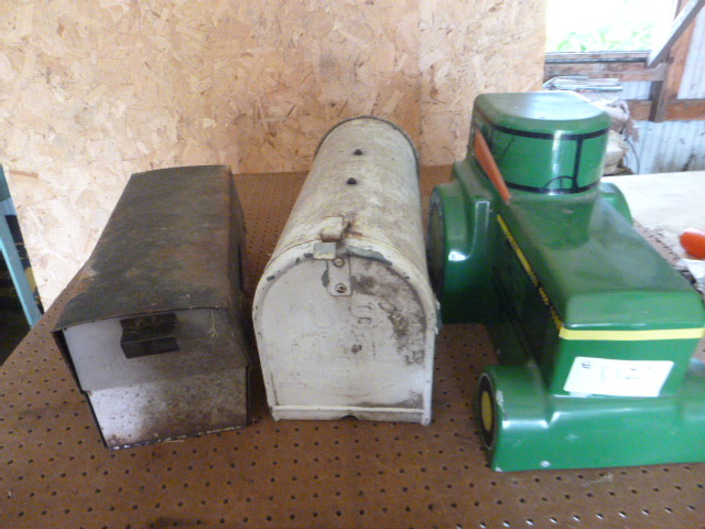 lot 112 image: John Deere Mailbox with 2 Other Mailboxes
