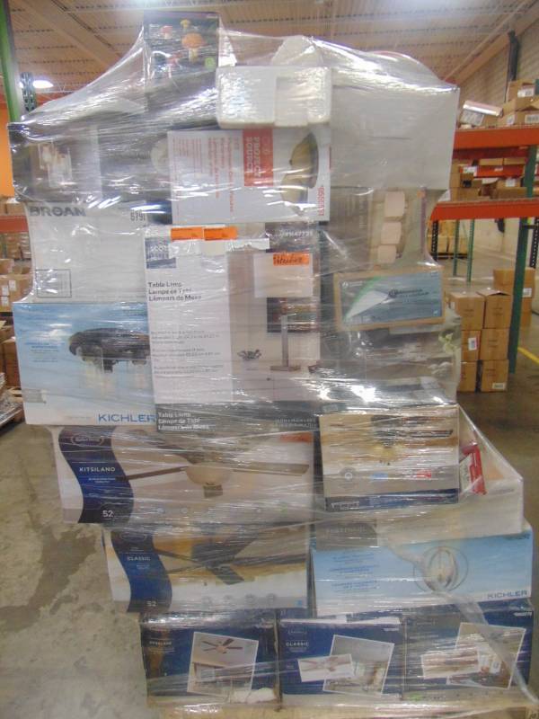 lot 225 image: WHOLESALE MIXED PALLET OF RETURNS - CEILING FANS & LIGHTING