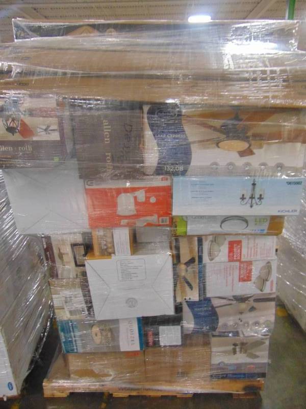 lot 568 image: WHOLESALE MIXED PALLET OF RETURNS - CEILING FANS, LIGHTING AND MORE