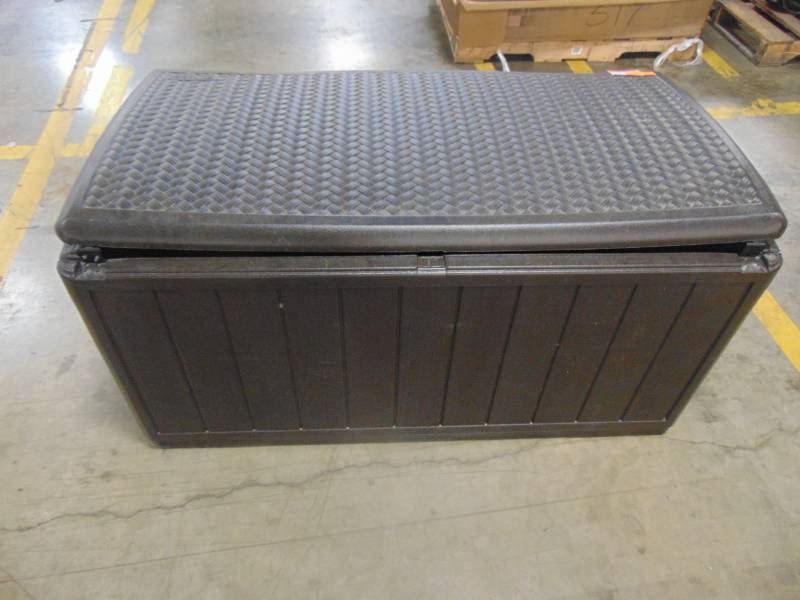 lot 584 image: Suncast 52-in L x 29-in W 124-Gallon Java Resin Deck Box BMDB12000
