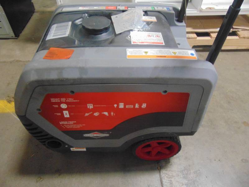 lot 591 image: Briggs & Stratton Q6500 QuietPower Series 6,500-Watt Gasoline Powered Portable Inverter Generator with Briggs and Stratton Engine 030675
