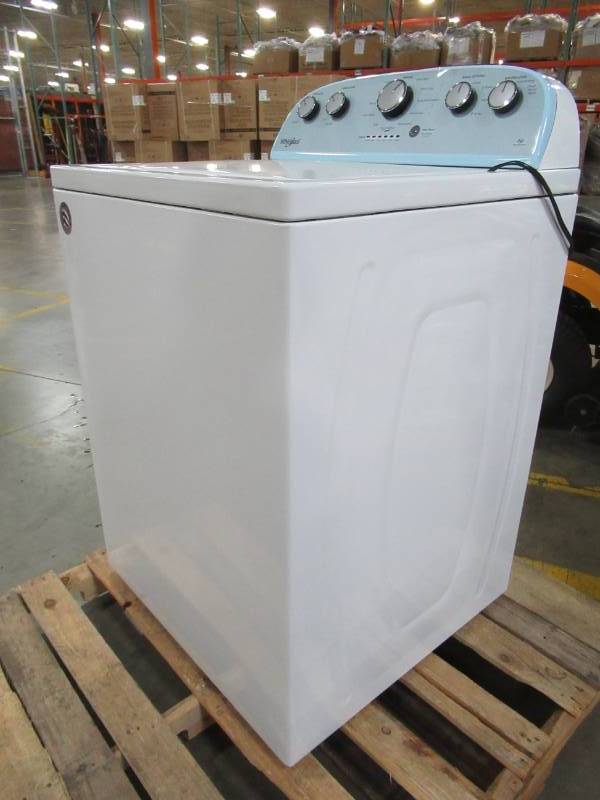 lot 4 image: Whirlpool 3.5-cu ft Top-Load Washer with Agitator (White), WTW4816FW - Plug Crushed