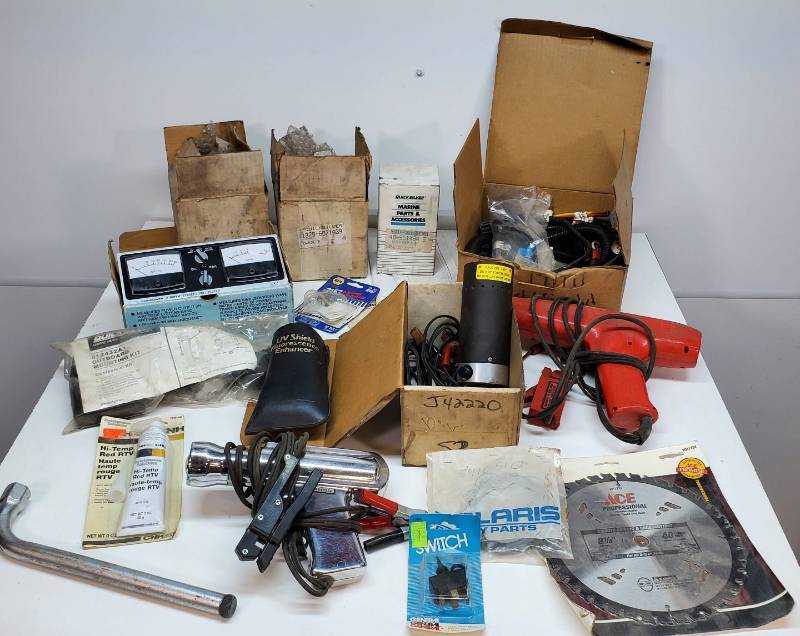 lot 45 image: Lot of Misc Car Parts, Boat Parts and Tools