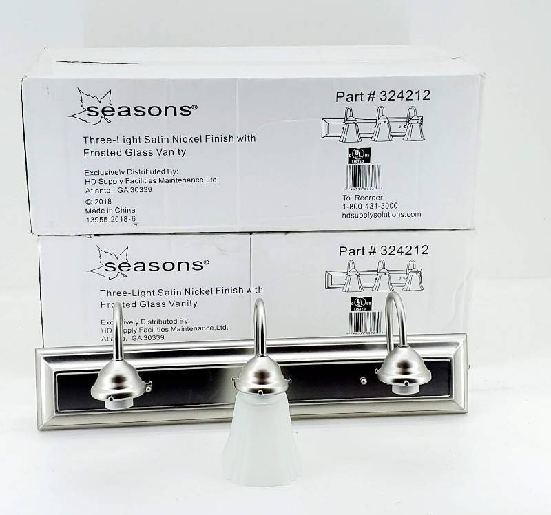lot 27 image: NIB Brushed Nickel Light Fixtures