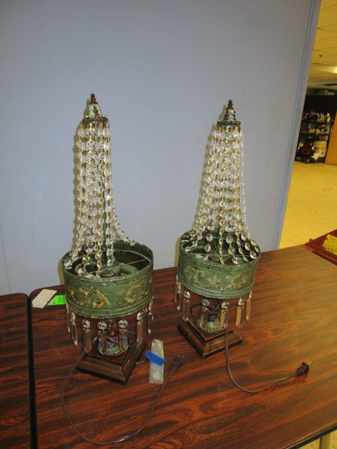 lot 309 image: TWO CRYSTAL ACCENTED LAMPS
