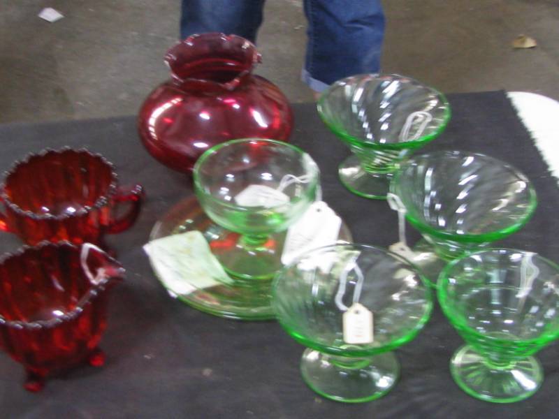 Green Depression & Ruby Glass