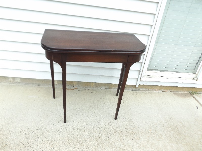 lot 7 image: Antique Solid Mahogany Wood Grand Rapids Furniture Folding Side Table