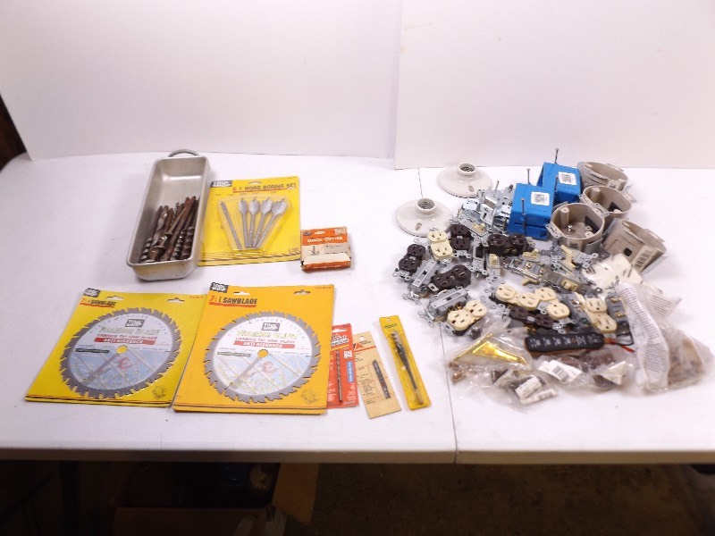 lot 45 image: Lot of Misc NEW etc, Electrical, Saw Blades, etc.