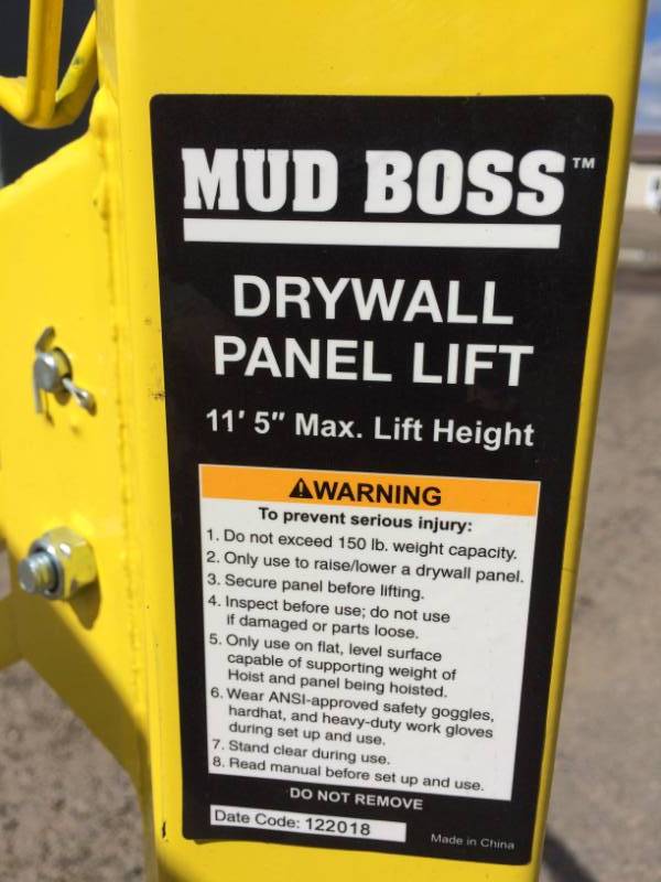 Mud Boss Drywall Panel Lift Cars, Camper and Drywall Lift KBID