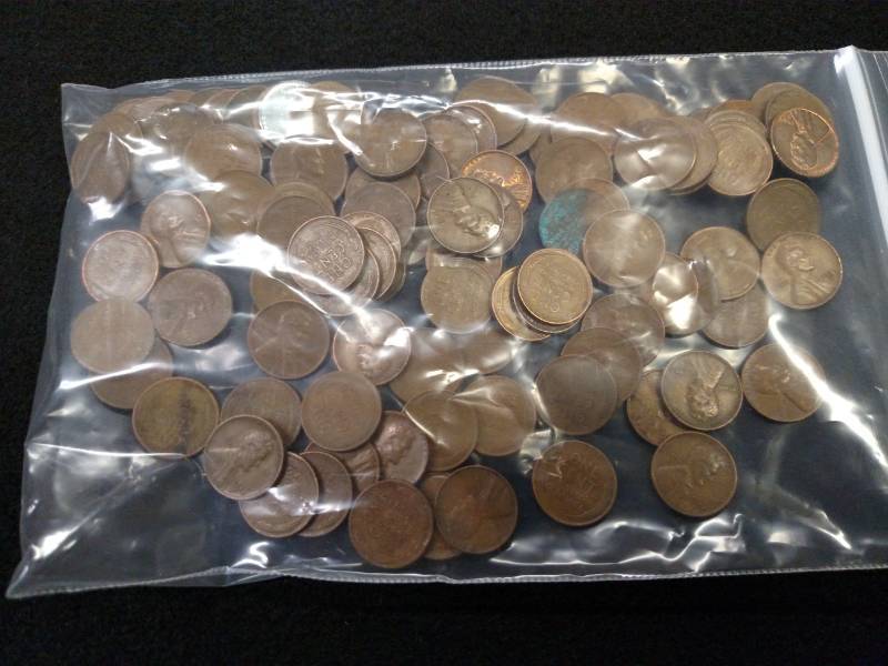 lot 155 image: (100) Wheat Cents...