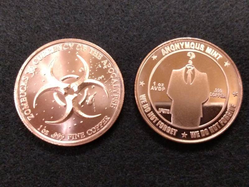 lot 159 image: (2) 1 Ounce .999 Copper Coins...
