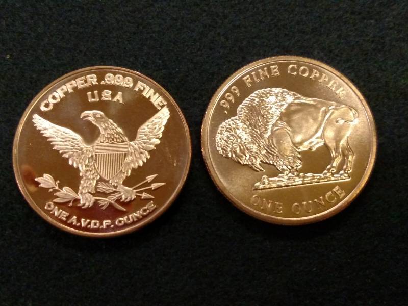 lot 160 image: (2) 1 Ounce .999 Copper Coins...