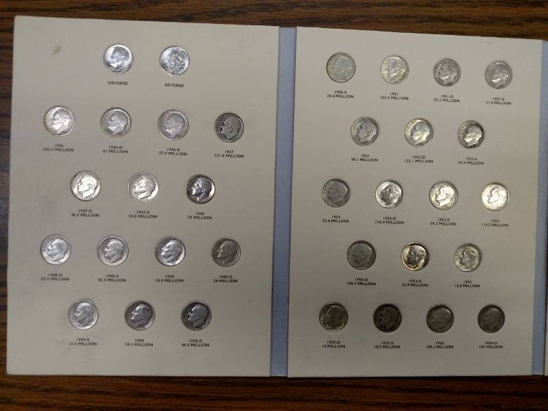 lot 167 image: Complete Set Roosevelt Dimes, 1946-...