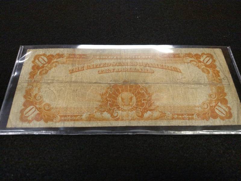 lot 174 image: 1922 Large Size Ten Dollars Gold Ce...