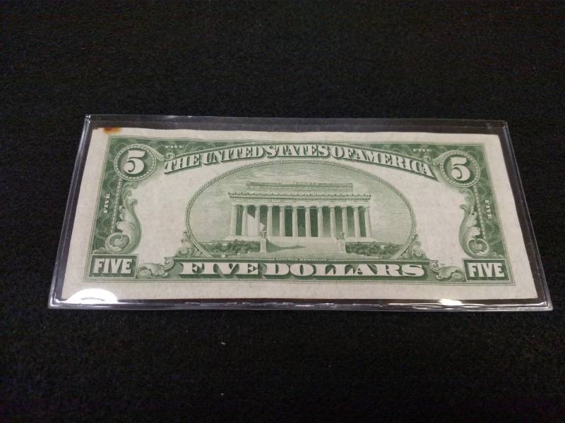 lot 182 image: 1929 Five Dollars National Currency...