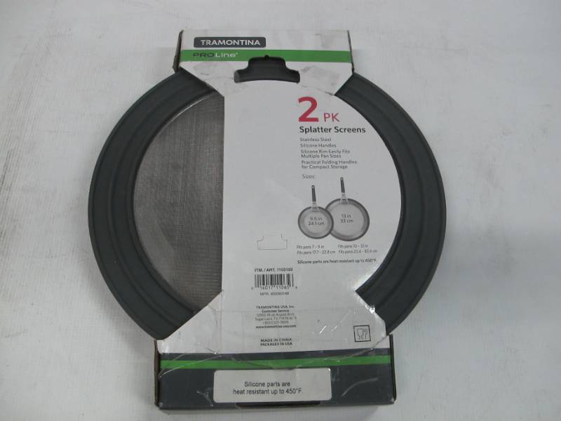 lot 6 image: Tramontina PROLine 2 Pack Stainless Steel Splatter Screens w Silicone Handles