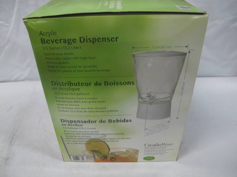 lot 13 image: CreativeWare Acrylic Beverage Dispenser 3.5 Gallon