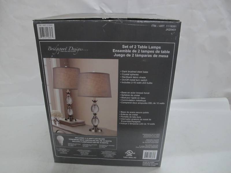 lot 21A image: Bridgeport Designs Set Of 2 Table Lamps