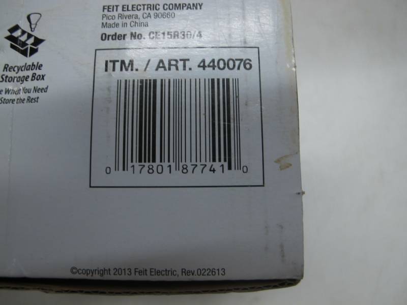 lot 36 image: 4 Pack, Feit Electric R30 Reflector 65W Replacement Bulb, Uses 15W