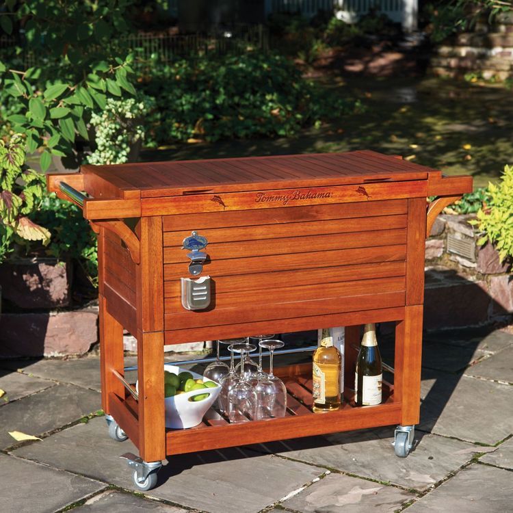 Tommy Bahama 100 Quart Rolling Wood Cooler Costco | lupon.gov.ph