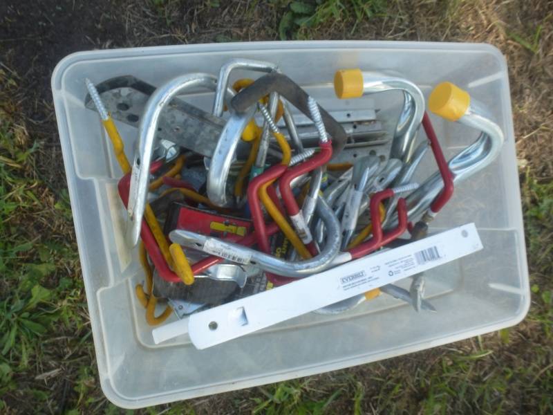lot 130 image: Tote of Wall Hooks & Bike Hooks
